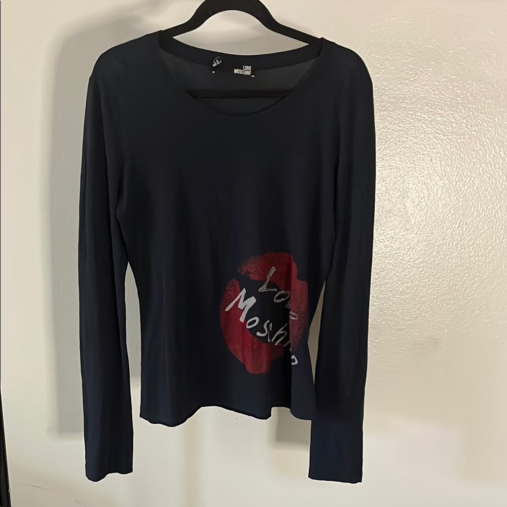 Love Moschino lip print Long Sleeve Top